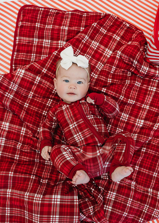 Little Zippers in Cardinal Plaid - Sunday Littles