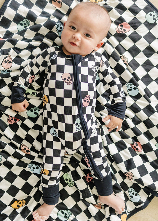 Little Zippers in Checkered Skull - Sunday Littles