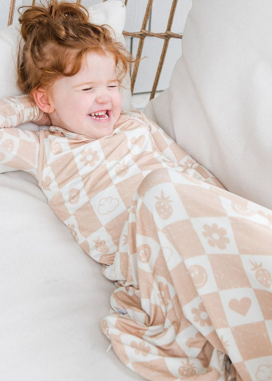 Sunday Sleep Bag in Sand Checkerboard - Sunday Littles