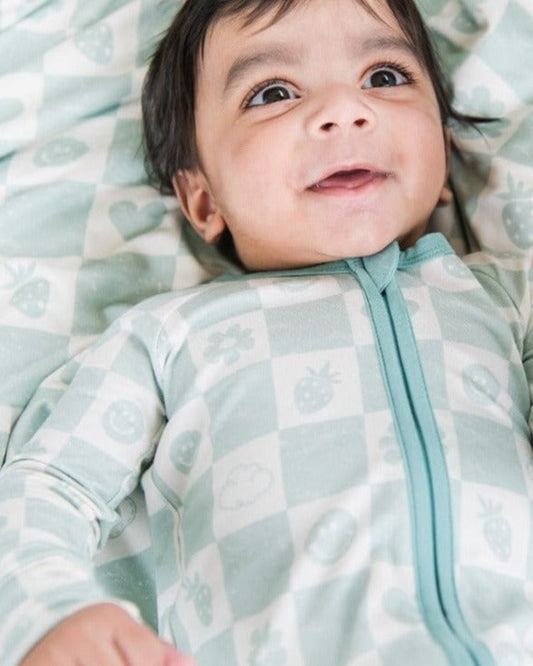 Little Zippers in Mint Checkerboard - Sunday Littles