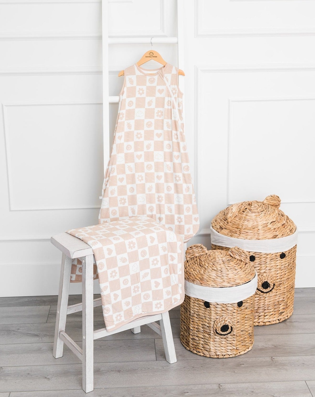 Sunday Sleep Bag in Sand Checkerboard - Sunday Littles