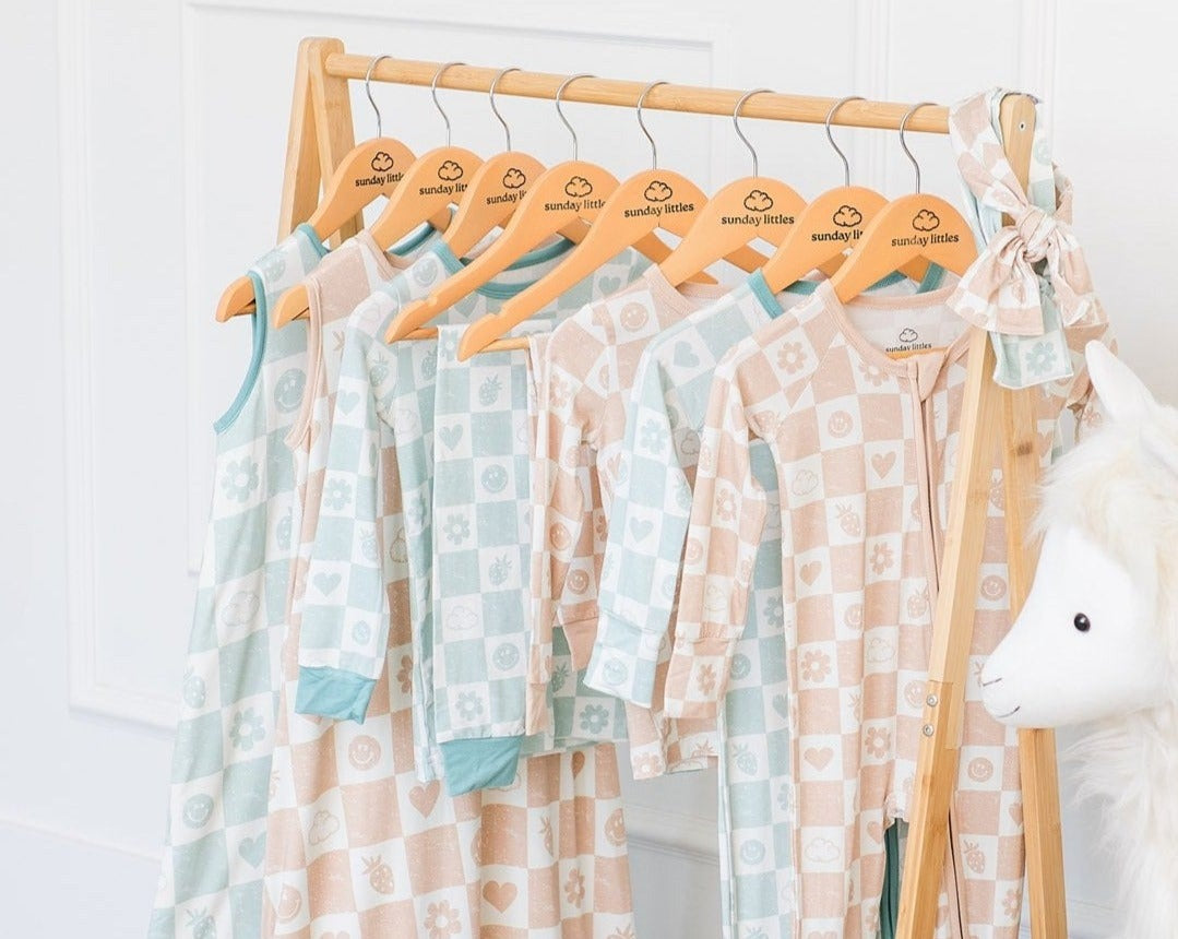 Slumber Pajama Set in Mint Checkerboard - Sunday Littles