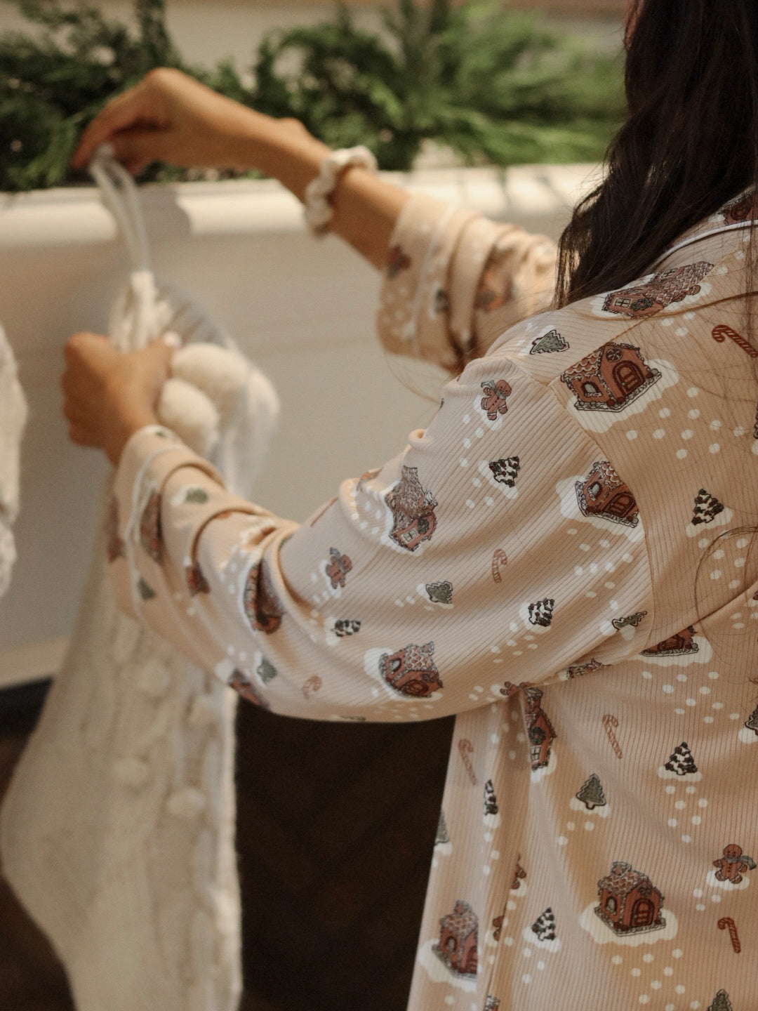 Women's Pajama Set in Gingerbread Lane