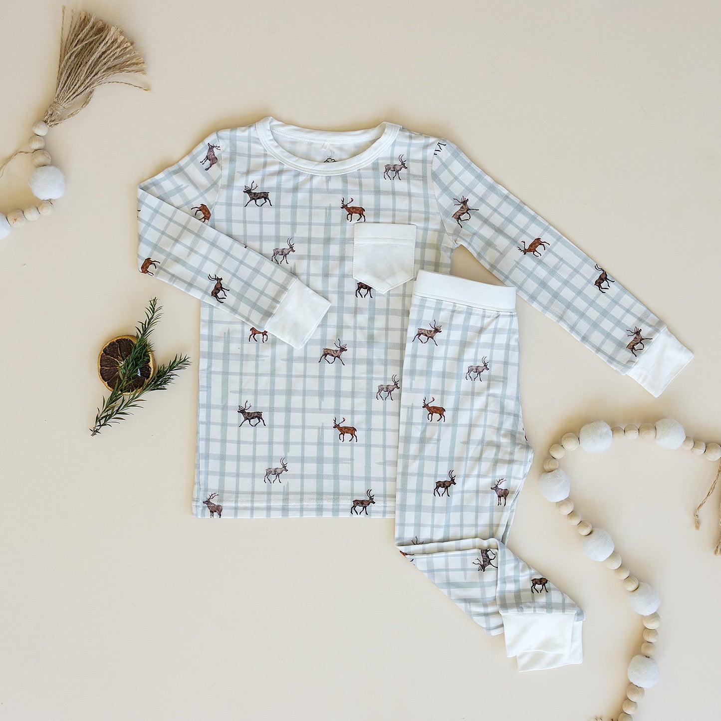 Slumber Pajama Set in 8 Tiny Reindeers - Sunday Littles