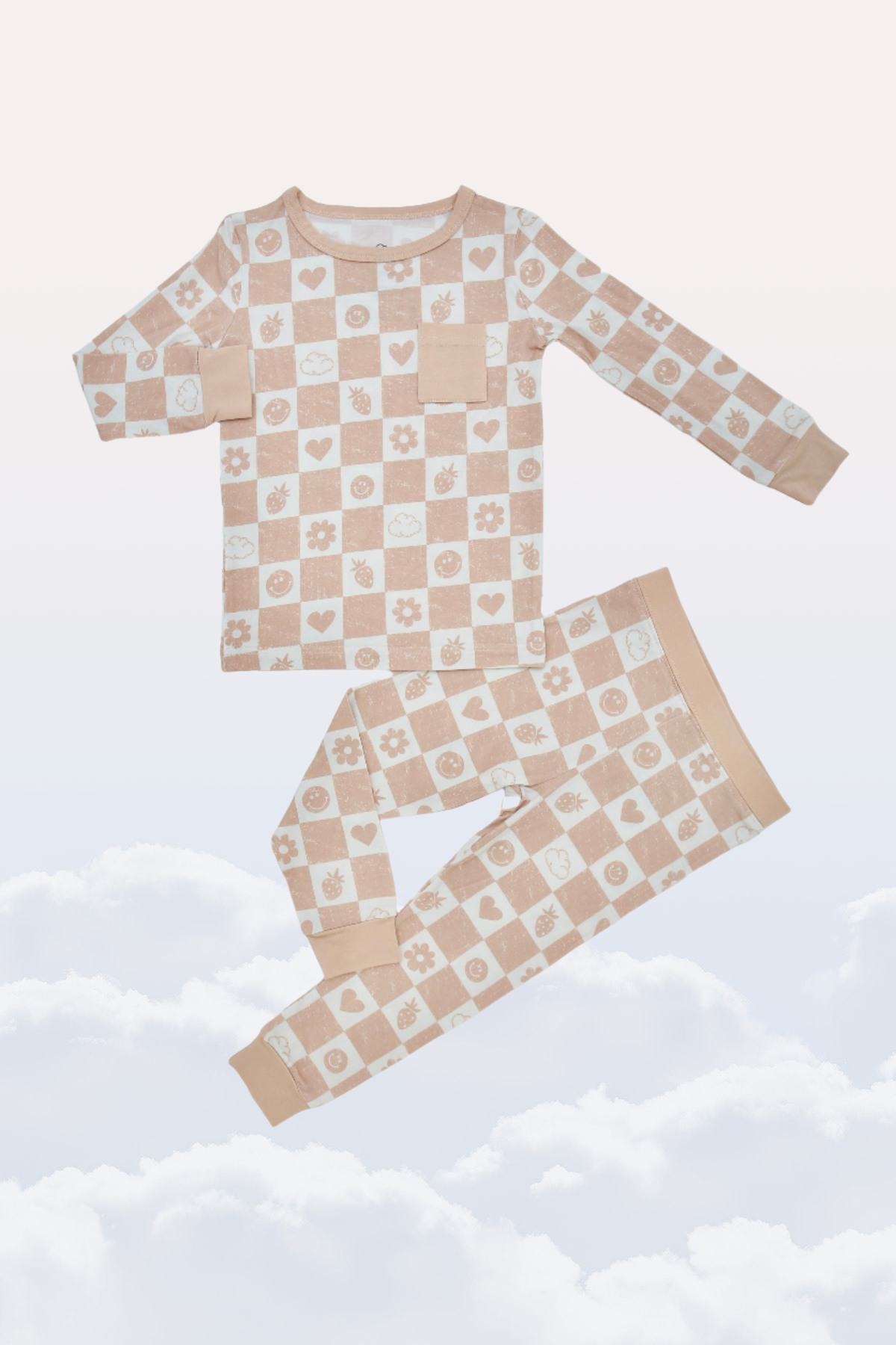 Slumber Pajama Set in Sand Checkerboard