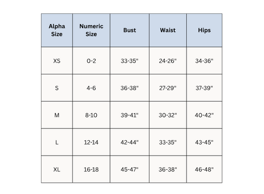 Women's Slumber Set Size Chart – Sunday Littles