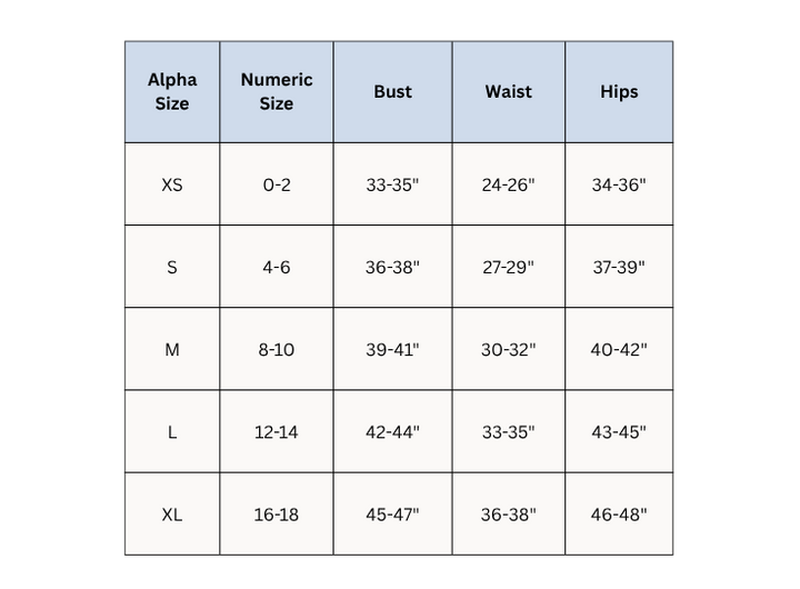 Women's Slumber Set Size Chart – Sunday Littles