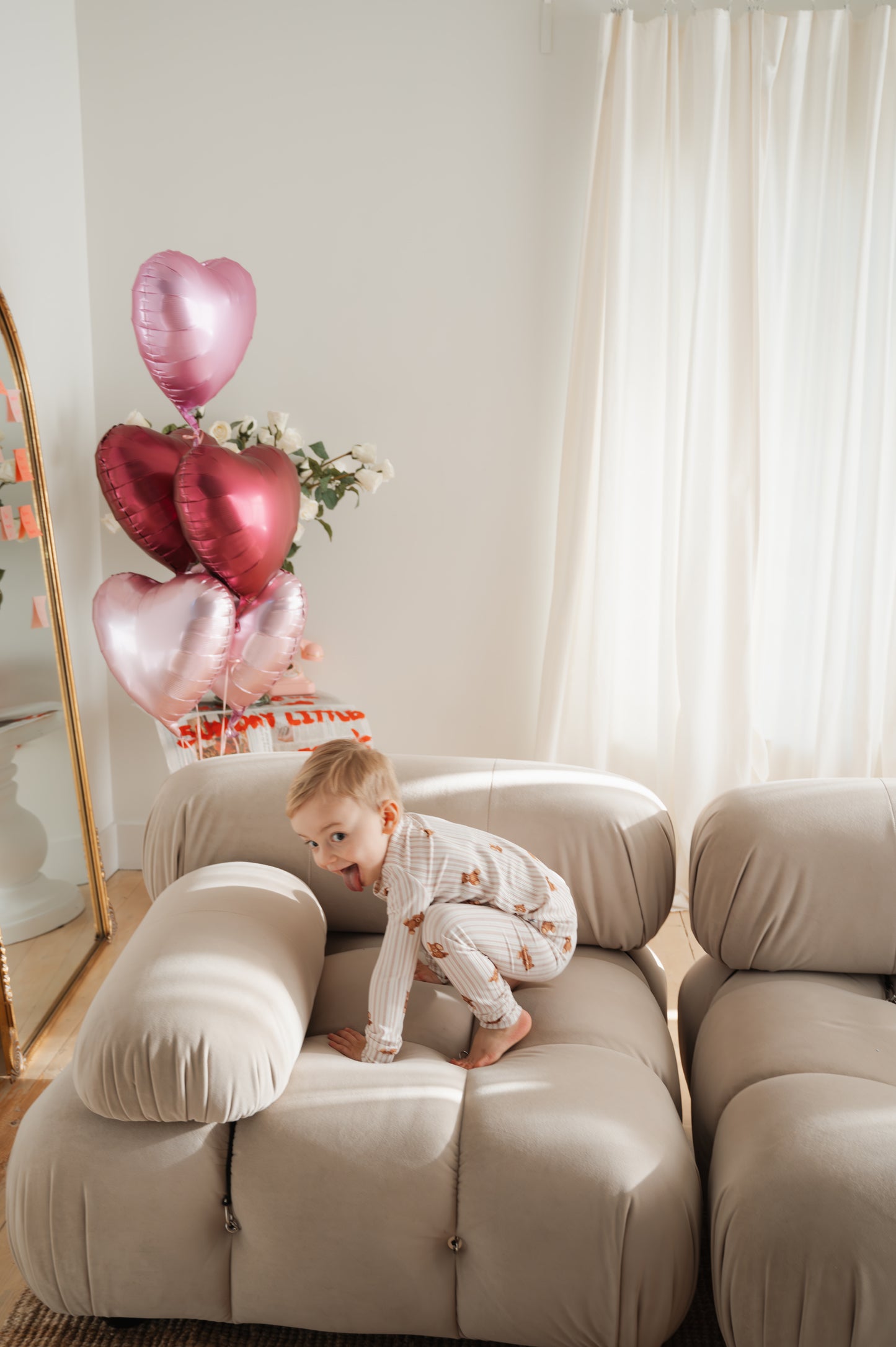 Slumber Pajama Set in Teddy Stripe