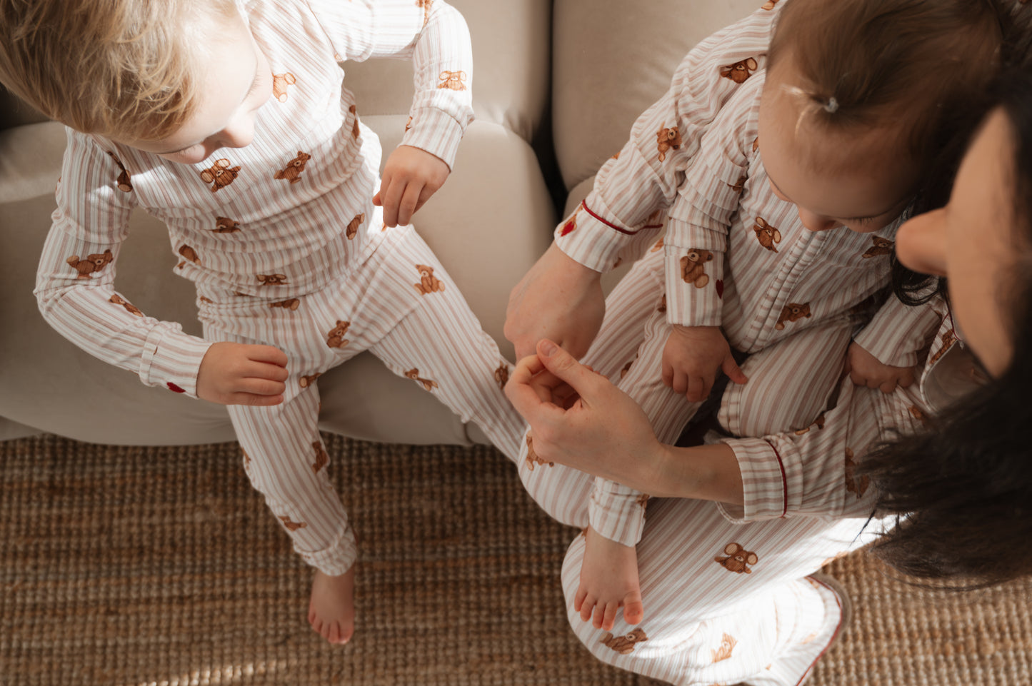 Slumber Pajama Set in Teddy Stripe