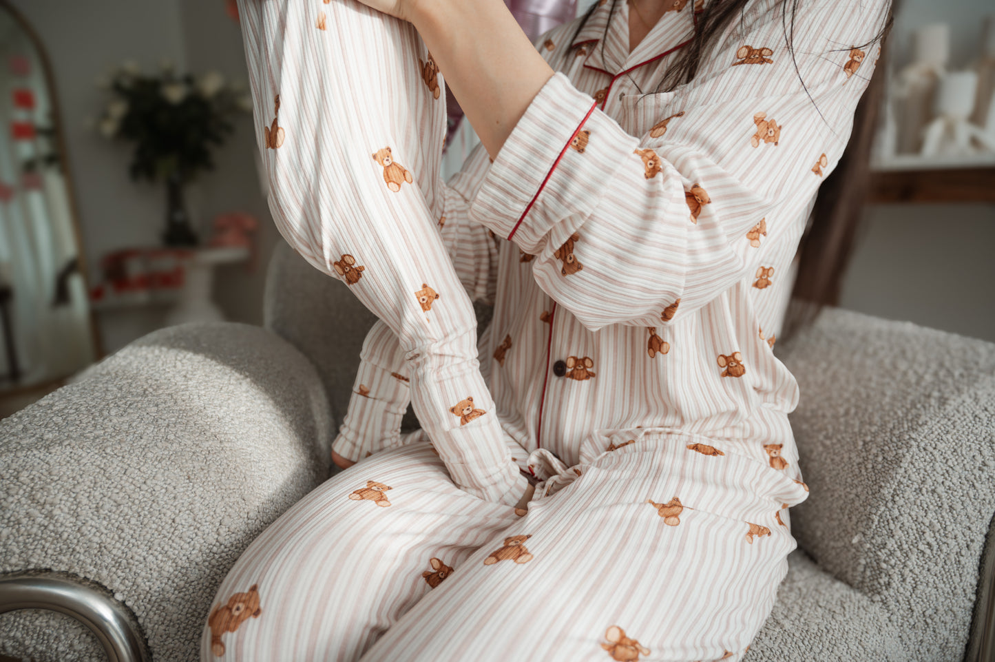 Women's Pajama Set in Teddy Stripe