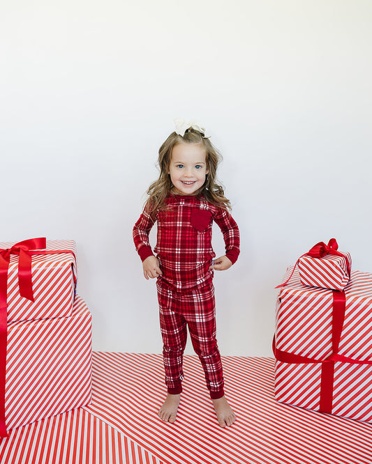 Slumber Pajama Set in Cardinal Plaid