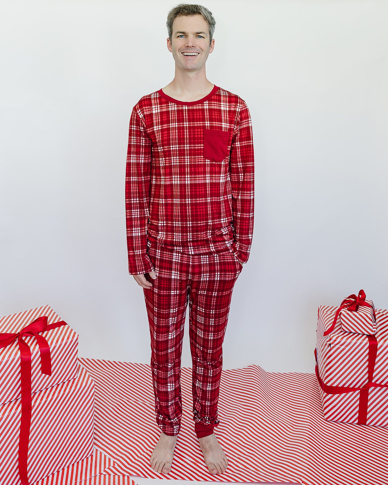 Men s Slumber Pajama Set in Cardinal Plaid