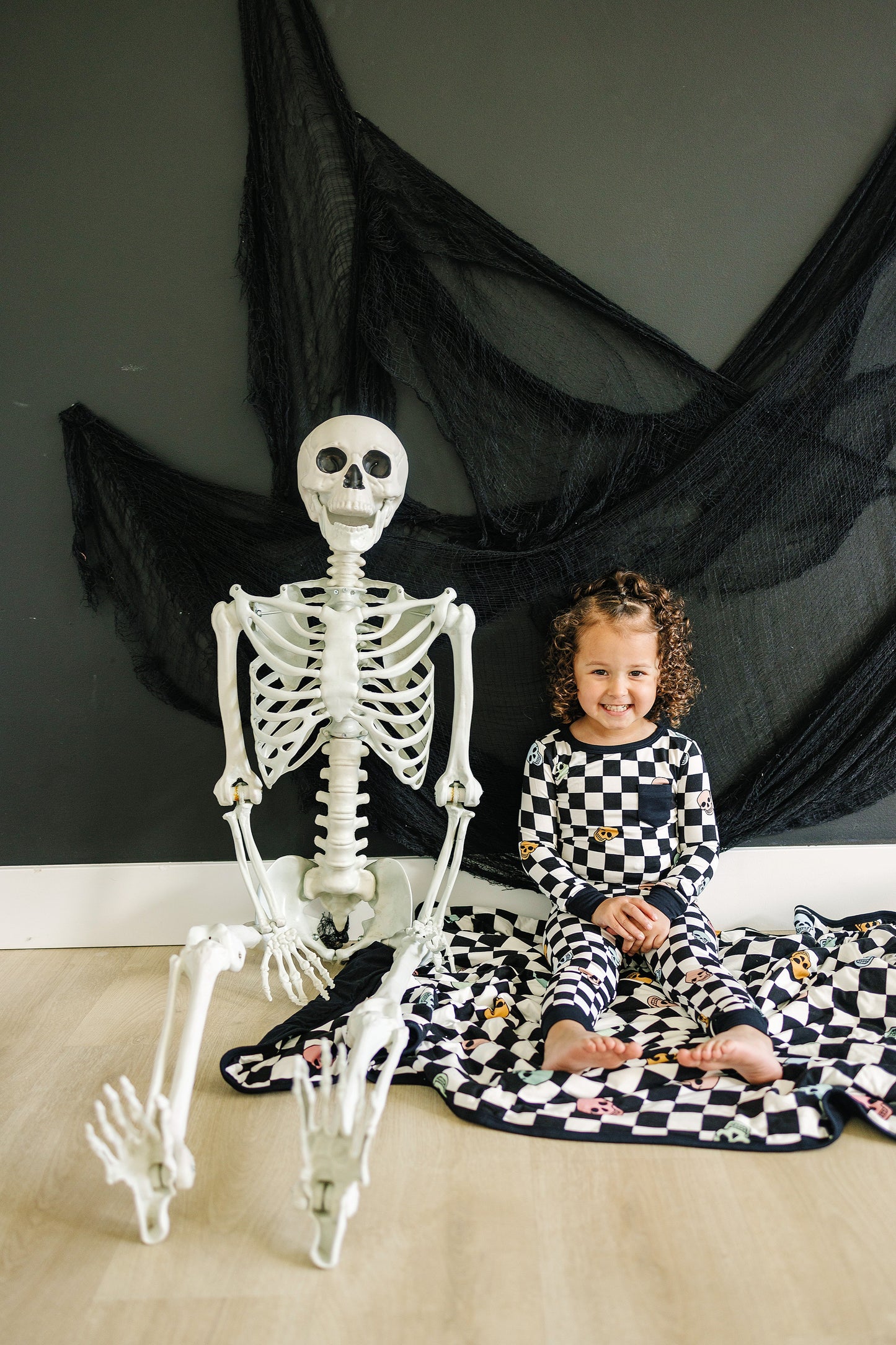 Slumber Pajama Set in Checkered Skull