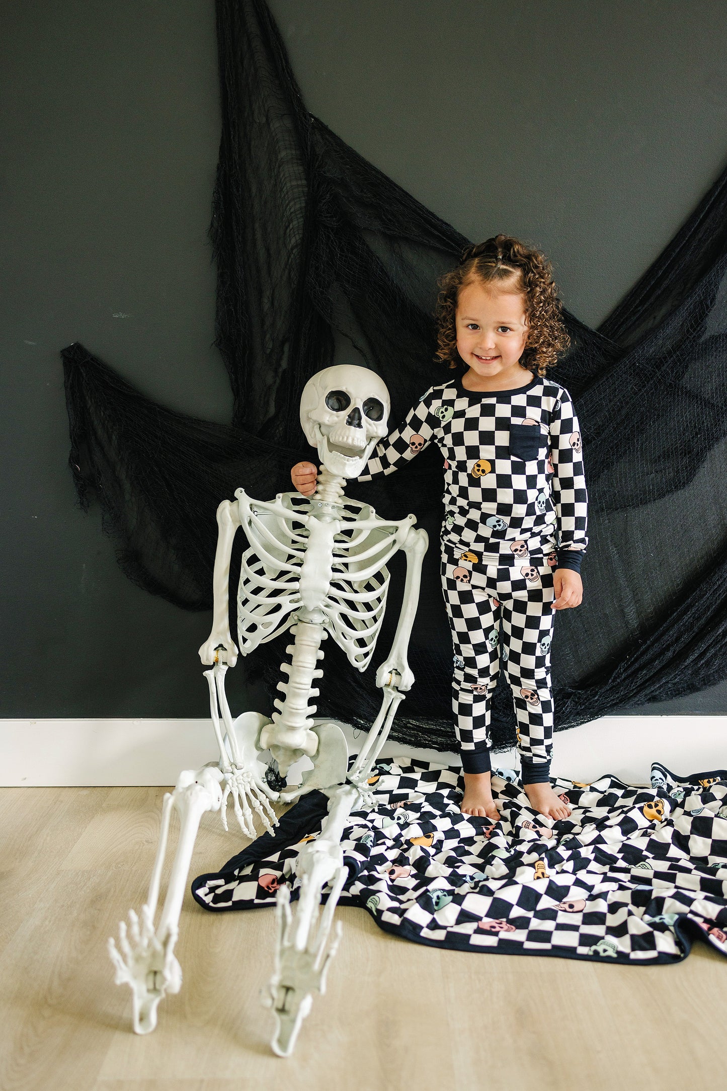 Slumber Pajama Set in Checkered Skull