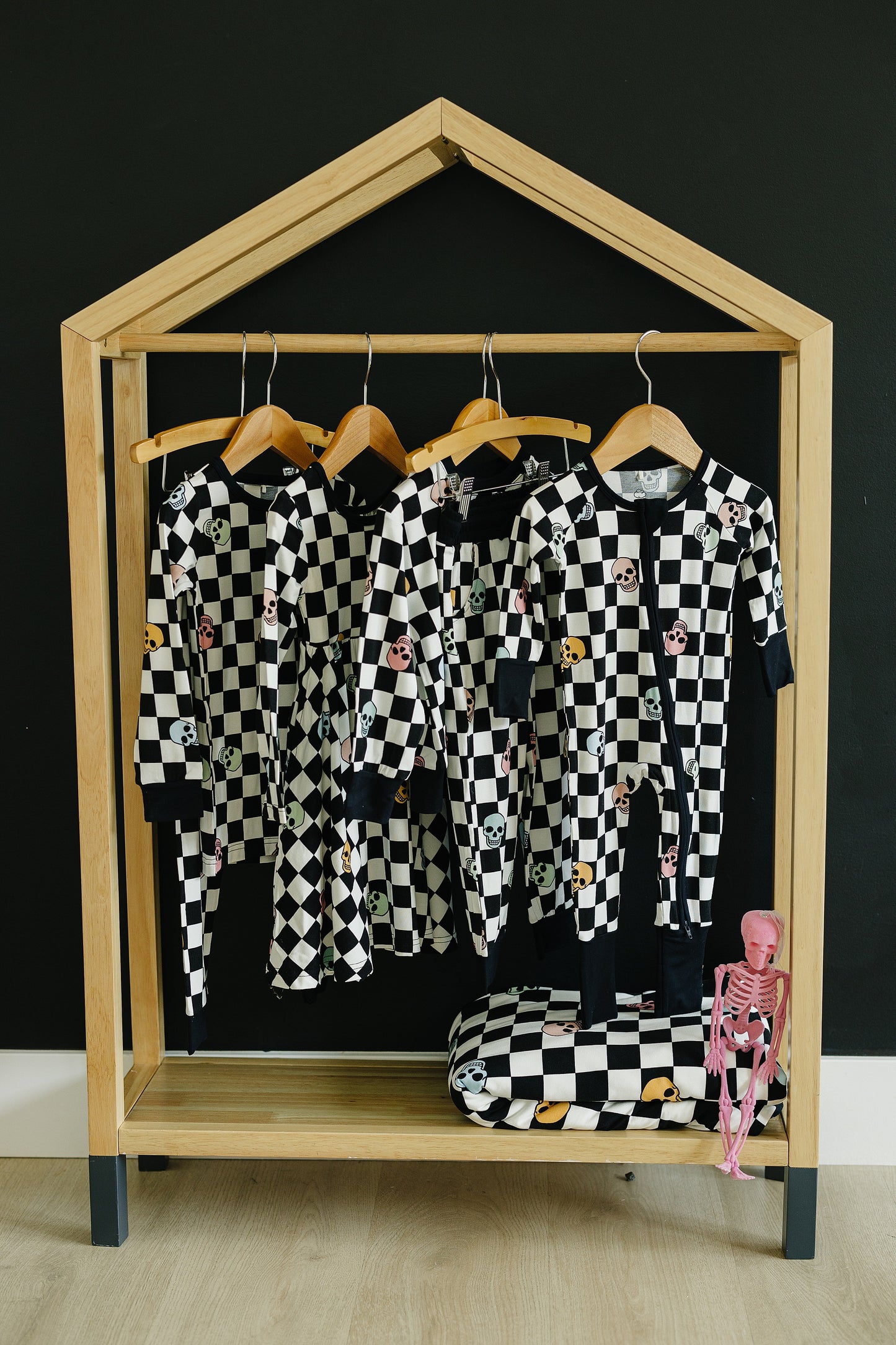 Slumber Pajama Set in Checkered Skull