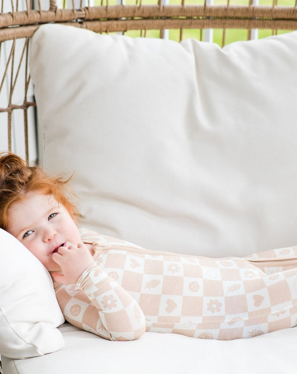 Slumber Pajama Set in Sand Checkerboard