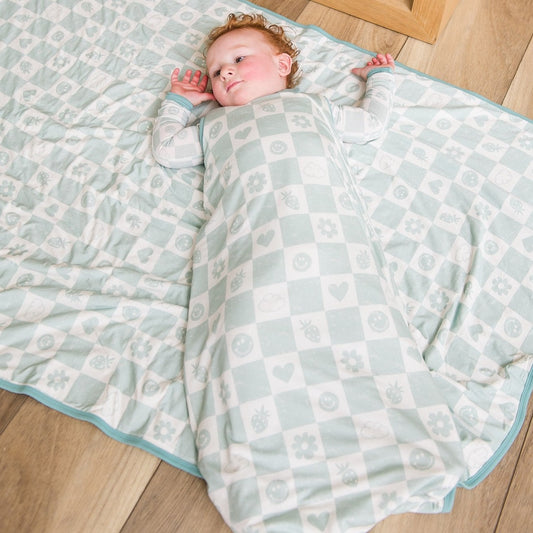 Sunday Sleep Bag in Mint Checkerboard