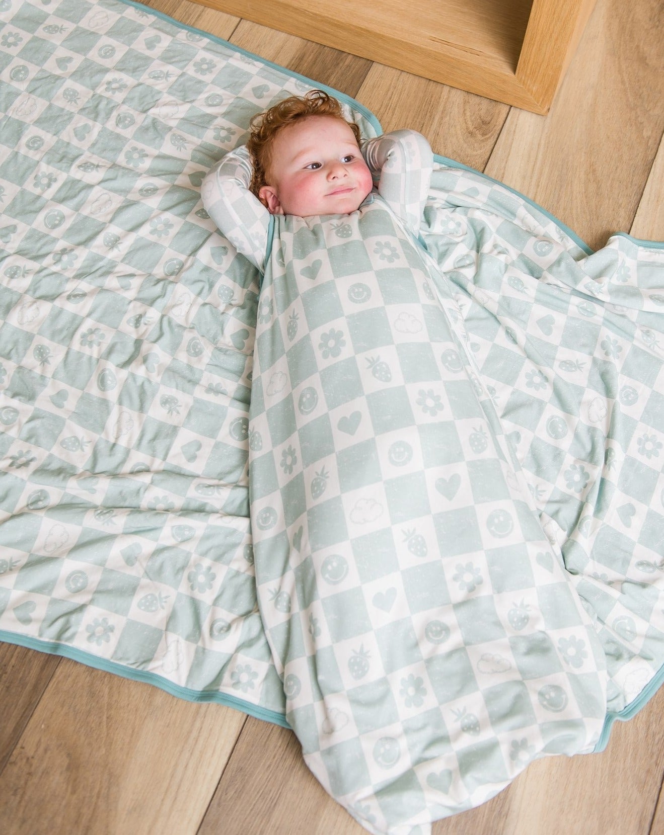 Sunday Sleep Bag in Mint Checkerboard