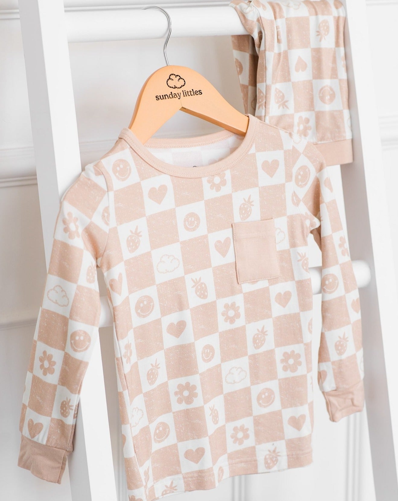 Slumber Pajama Set in Sand Checkerboard