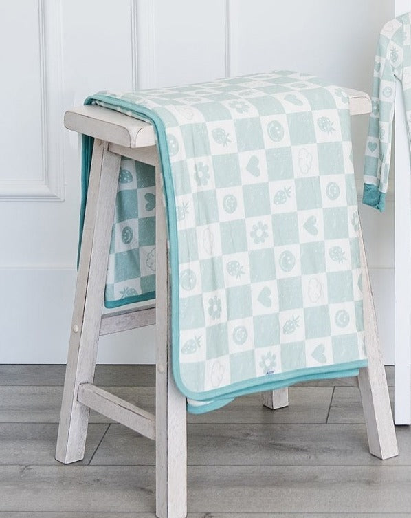 Dream Blanket in Mint Checkerboard