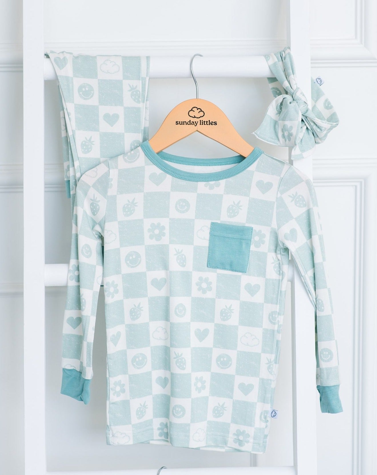 Slumber Pajama Set in Mint Checkerboard