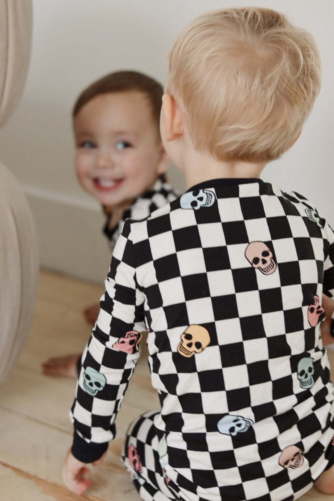 Slumber Pajama Set in Checkered Skull