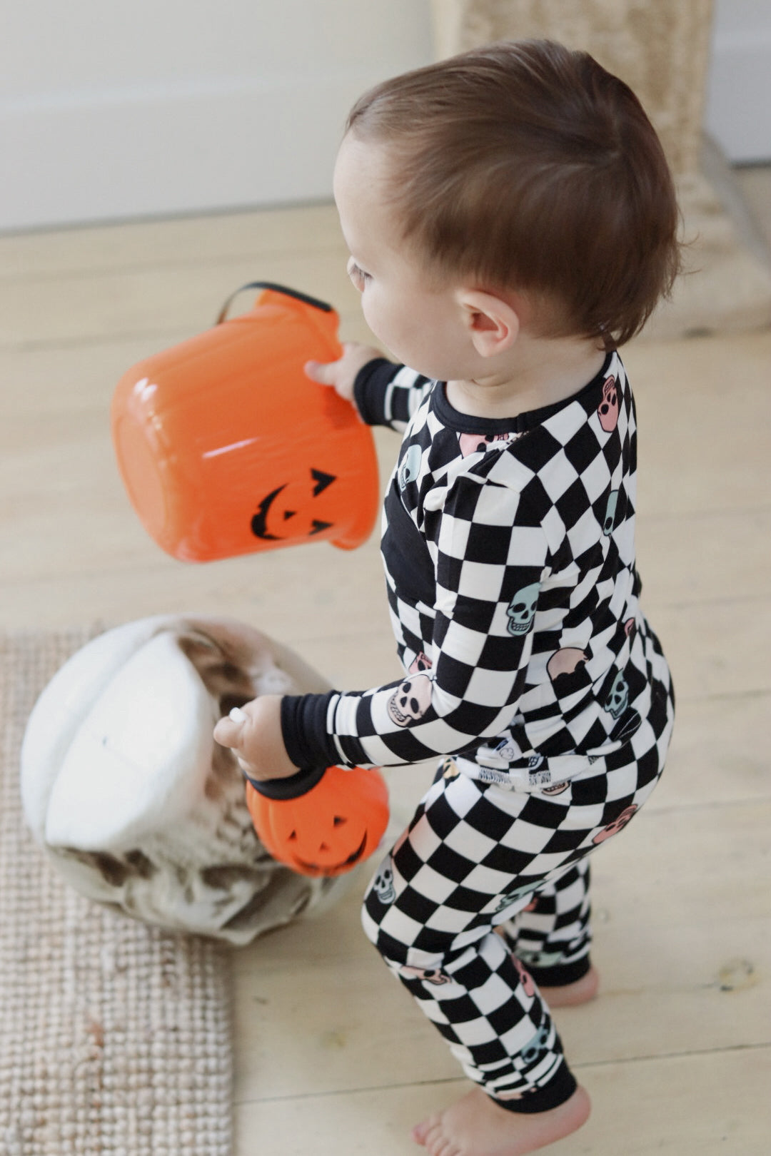 Slumber Pajama Set in Checkered Skull
