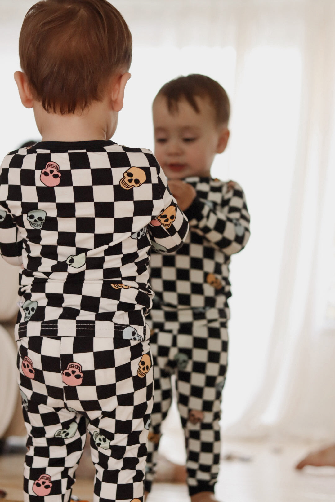 Slumber Pajama Set in Checkered Skull