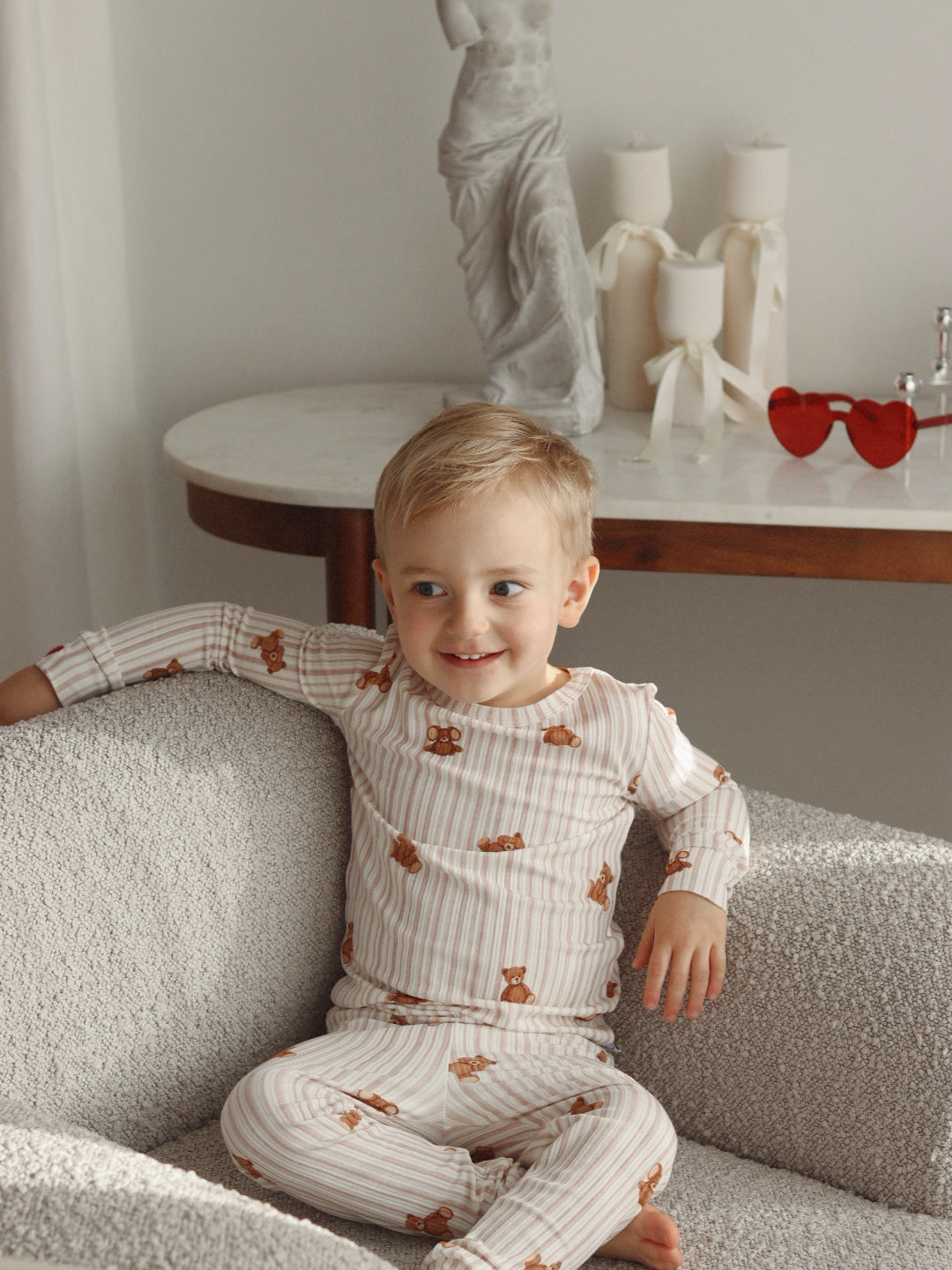 Slumber Pajama Set in Teddy Stripe