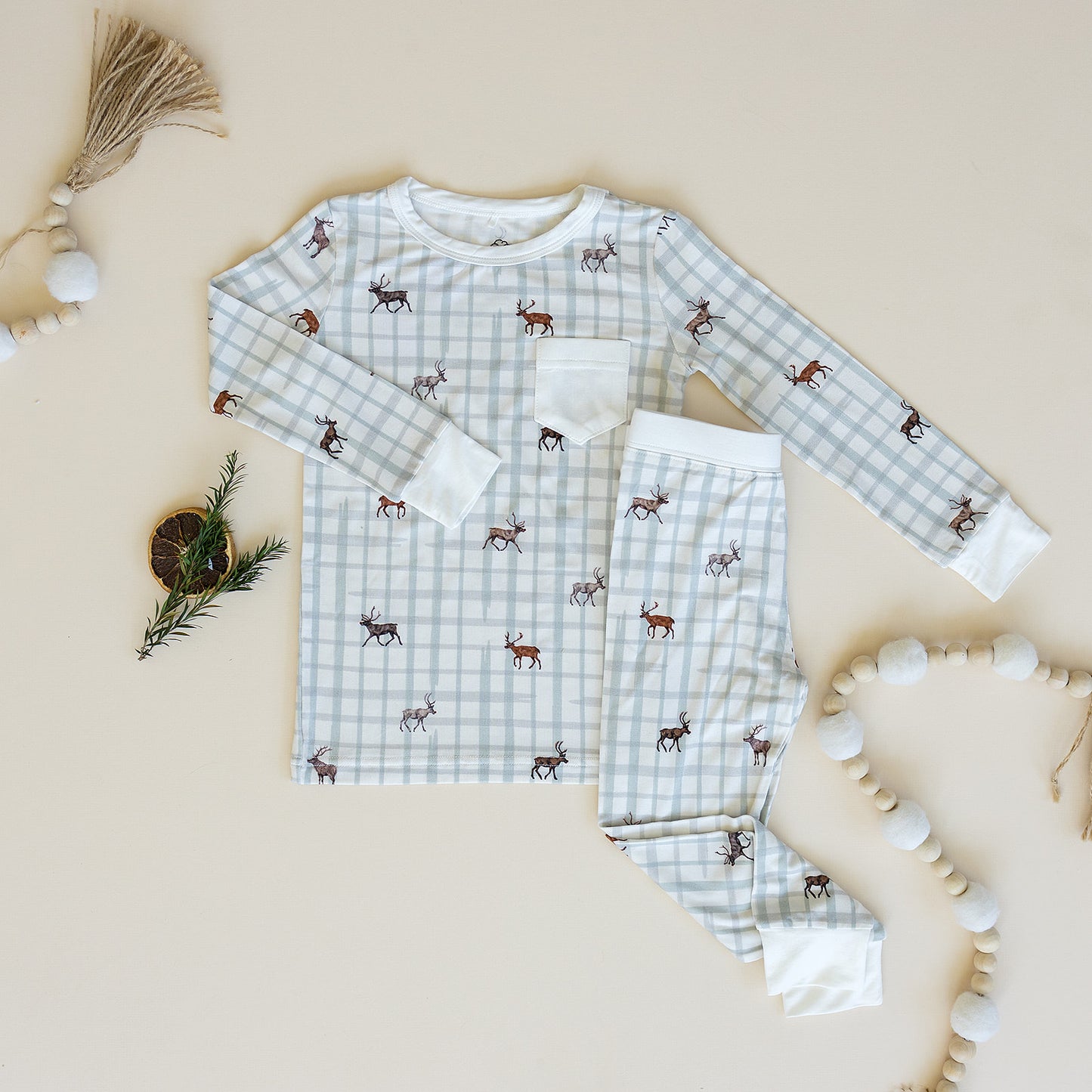 Slumber Pajama Set in 8 Tiny Reindeers